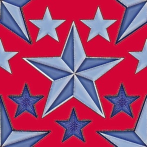 Denim Blue Jeans Stars on Red America Patriotic