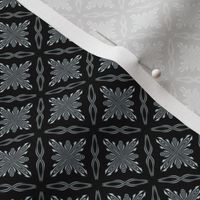 Silver Black Triangles Floral Abstract