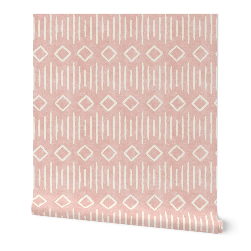 diamond fall - mud cloth - pink - mudcloth farmhouse tribal - LAD19