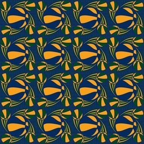 Basketball Swirl in Yellow Green and Navy Blue