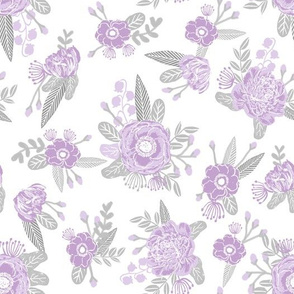 lavender florals floral nursery baby grey and purple fabric 