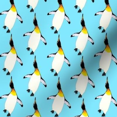 Dancing King Penguin on light blue