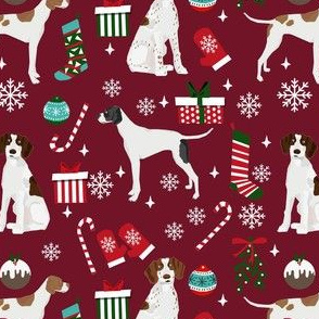 english pointer christmas fabric - christmas fabric, pointer dog fabric, holiday fabric, xmas fabric - ruby