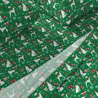 english pointer christmas fabric - christmas fabric, pointer dog fabric, holiday fabric, xmas fabric - green