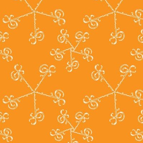 whirl doodle ornament - white on orange