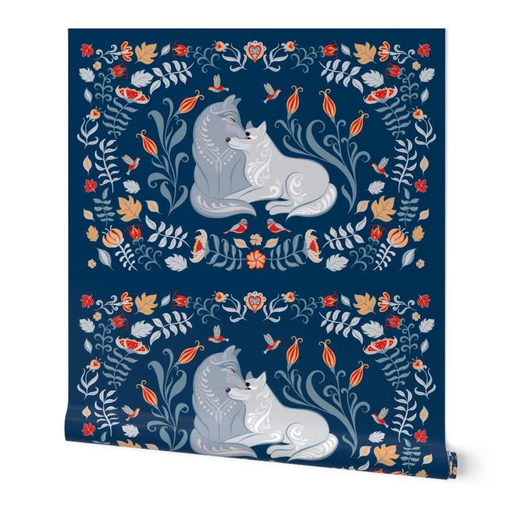 Tea Towel with Wolves