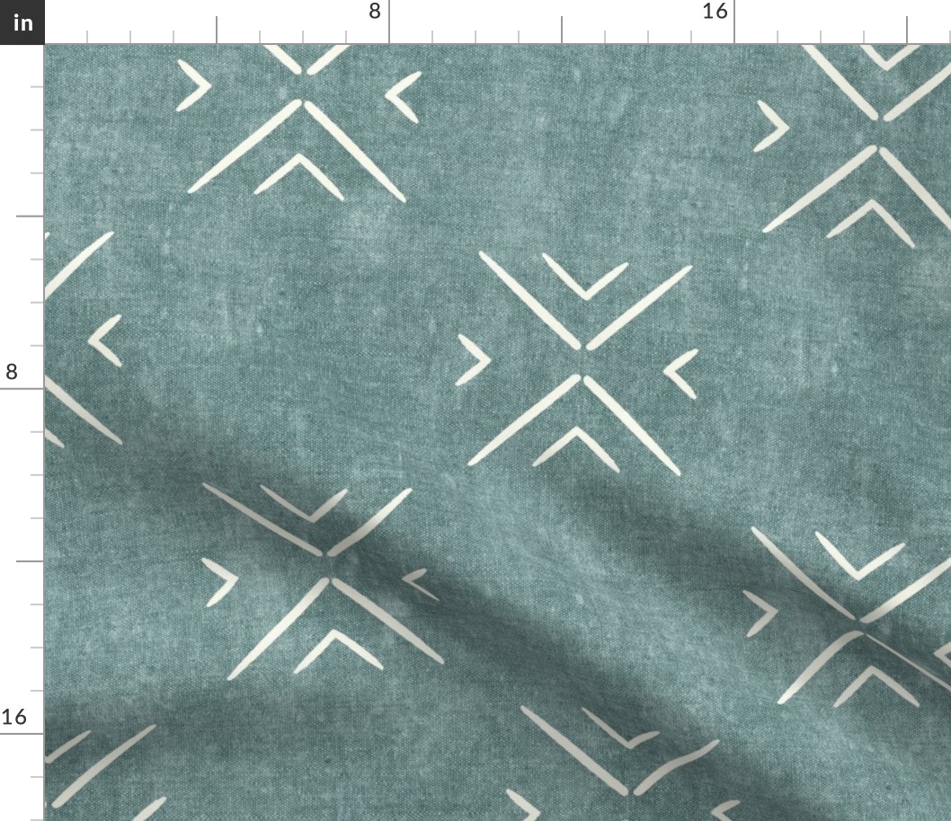 mud cloth tile simple - dusty blue - mud Fabric | Spoonflower