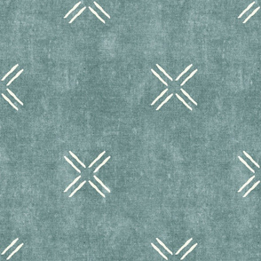 cross - dusty blue - mud cloth inspired home decor tribal wallpaper  - LAD19