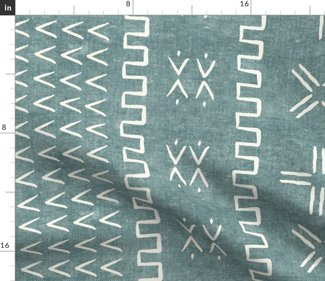 mud cloth - arrow & cross - dusty blue - mud cloth inspired home decor wallpaper - LAD19