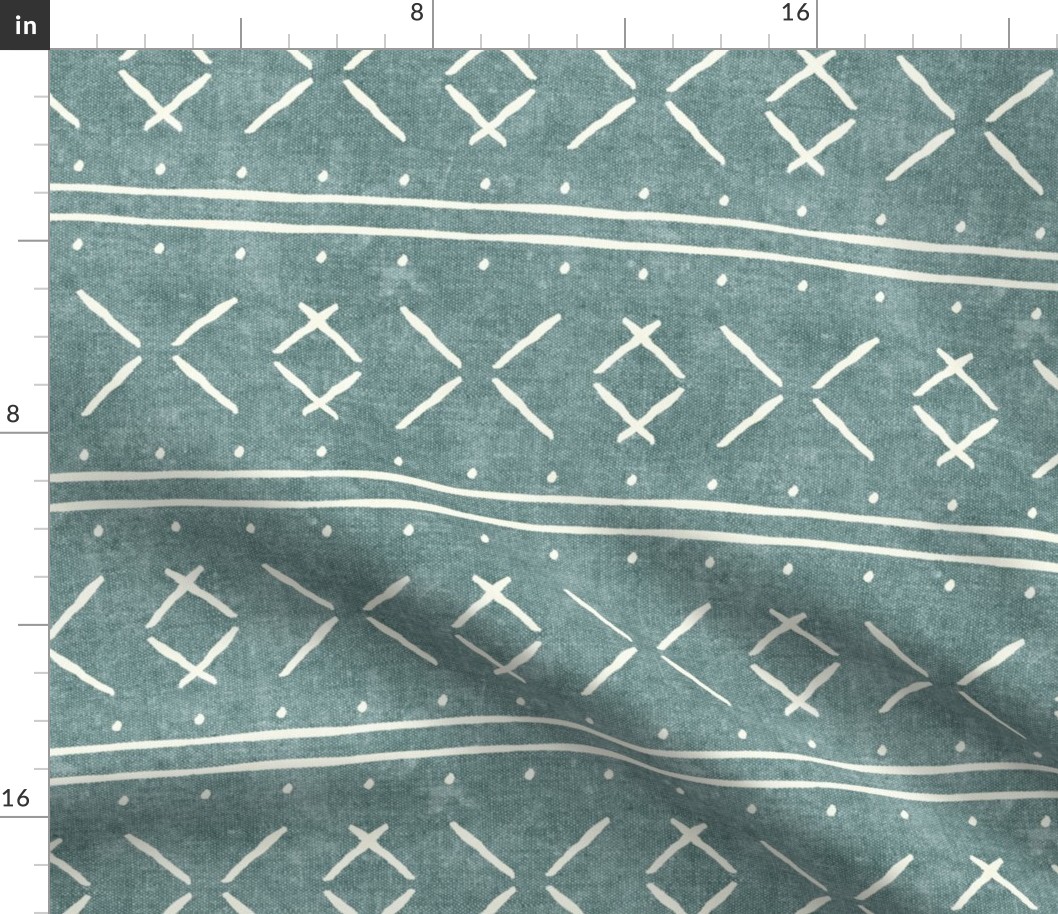 mud cloth stitch - dusty blue - mudcloth Fabric | Spoonflower