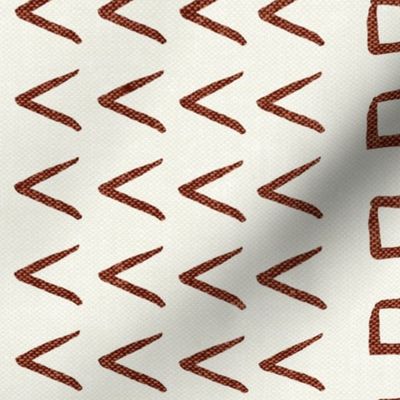 mud cloth - arrow & cross - rust on bone - mud cloth inspired home decor wallpaper - LAD19