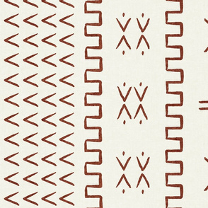 mud cloth - arrow & cross - rust on bone - mud cloth inspired home decor wallpaper - LAD19