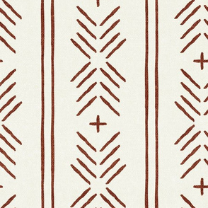 mud cloth arrow stripes - rust on bone - mudcloth tribal - LAD19