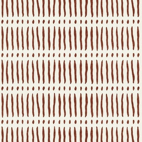 vertical dash mud cloth stripes - rust on bone - mud cloth inspired home decor wallpaper - LAD19