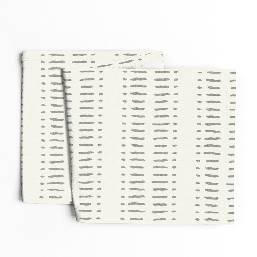 dash dot stripes - grey on bone - mud cloth inspired home decor wallpaper - LAD19