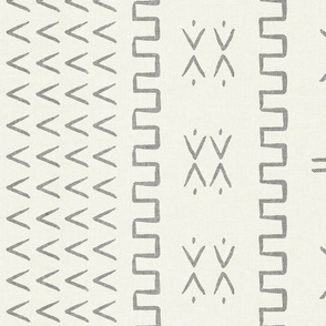 mud cloth - arrow & cross - grey on bone - mud cloth inspired home decor wallpaper - LAD19