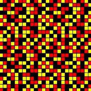 Small Mosaic Squares in Black, Yellow, and Red