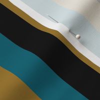 One Inch Gold, Teal Blue, and Black Vertical Stripes