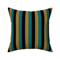 One Inch Gold, Teal Blue, and Black Vertical Stripes