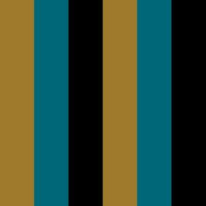 One Inch Gold, Teal Blue, and Black Vertical Stripes