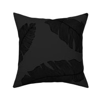 large tropical banana palm leaves - moody monochrome charcoal black