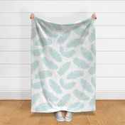 LARGE tropical banana palm leaves - crisp white and aqua mint blue green