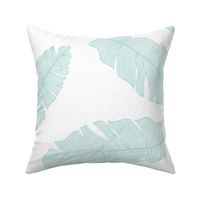 LARGE tropical banana palm leaves - crisp white and aqua mint blue green