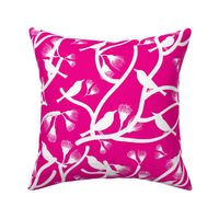 Bushland Spring - white on magenta pink, large 