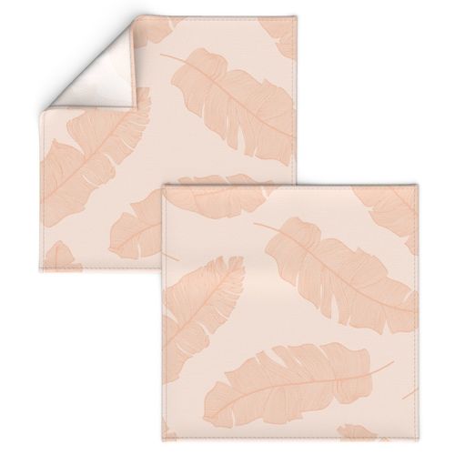 LARGE tropical banana palm leaves - pale pastel peach pink and peachy pink clay