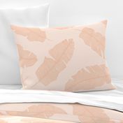 LARGE tropical banana palm leaves - pale pastel peach pink and peachy pink clay