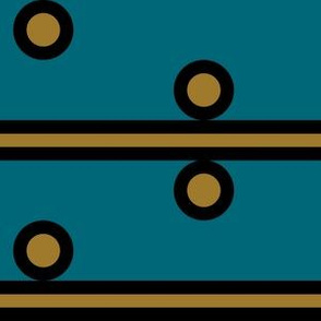 6 Inch Gold Circles with Stripes on Teal Blue