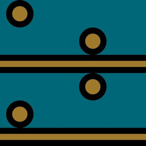 12 Inch Gold Circles with Stripes on Teal Blue