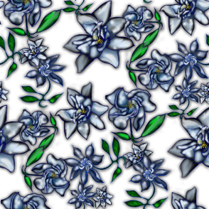 Gardenia Fabric on White