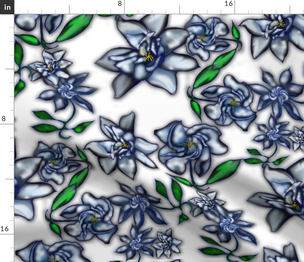 Gardenia Fabric on White