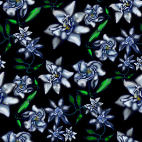 Gardenia on Black Fabric