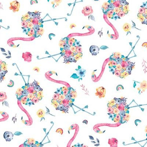 Floral Flamingo in Pastel Rainbow Colors