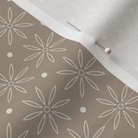 Beige daisy and dots pattern