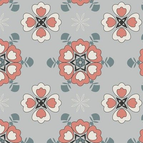 Grey abstract geometric floral pattern