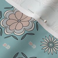 Blue geometric floral pattern