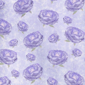 Watercolour purple peonies flowery pattern