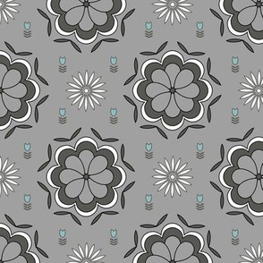 Grey geometric floral pattern