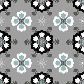 Grey abstract geometric floral pattern