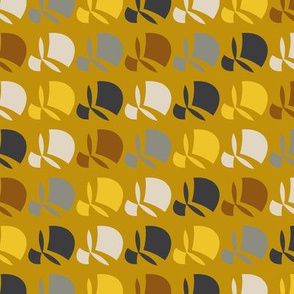 Yellow abstract geometric flower pattern