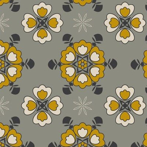 Grey abstract geometric floral pattern