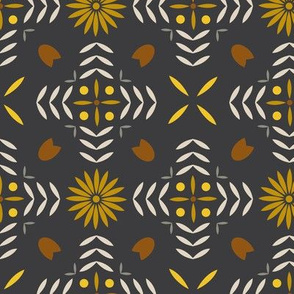 Geometric abstract leaf and flower pattern