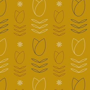 Yellow tulip and daisy pattern