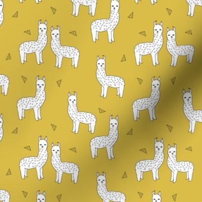 SMALL - alpaca // mustard yellow alpaca fabric cute andrea lauren design llamas fabric nursery baby mustard yellow