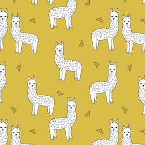 SMALL - alpaca // mustard yellow alpaca fabric cute andrea lauren design llamas fabric nursery baby mustard yellow