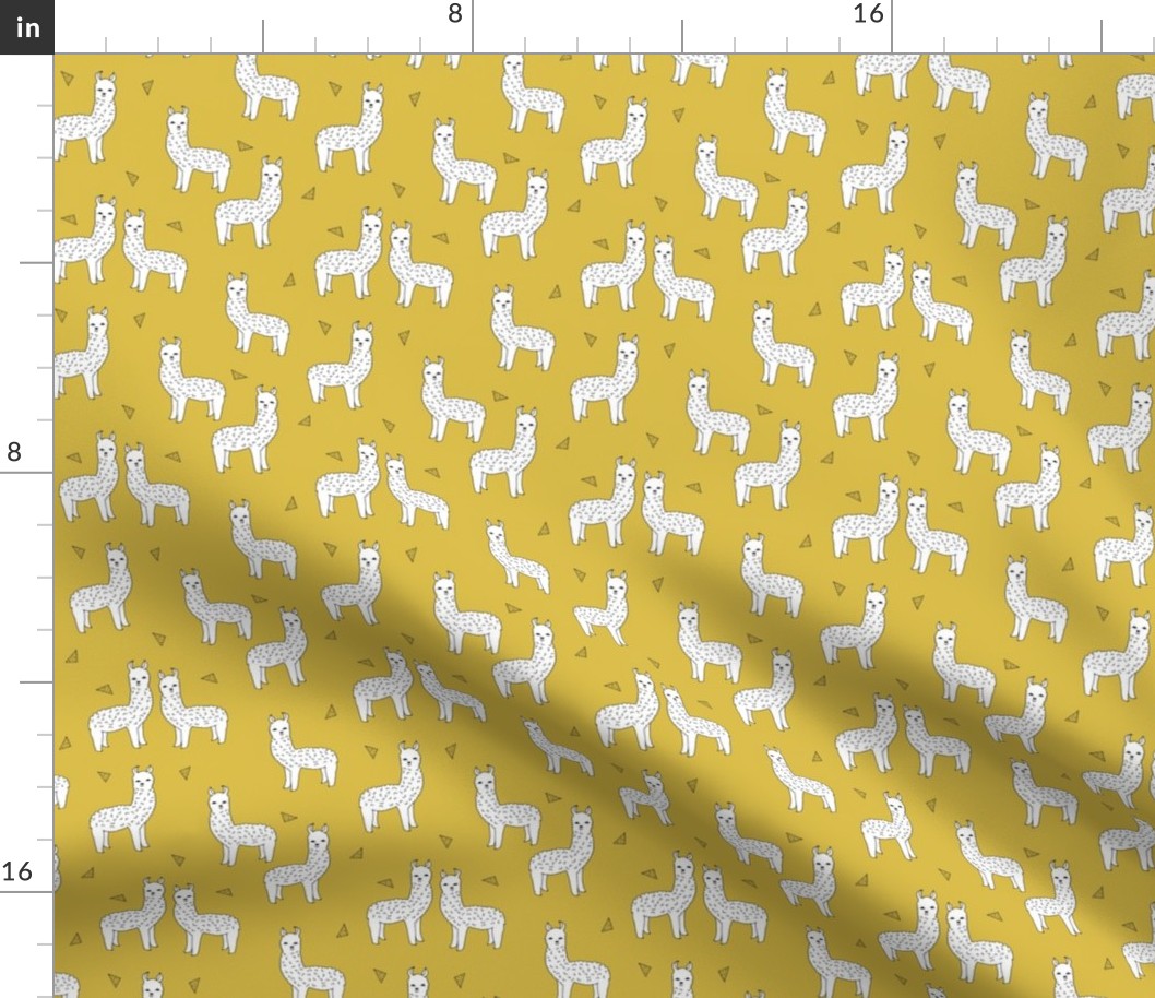 SMALL - alpaca // mustard yellow alpaca fabric cute andrea lauren design llamas fabric nursery baby mustard yellow