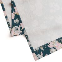 blush gold glitter teal floral - big size